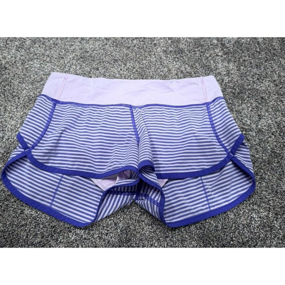 Lululemon Run: Speed Short *4-way Stretch Classic Stripe Iris Flower Size 6 EUC - Picture 2 of 5